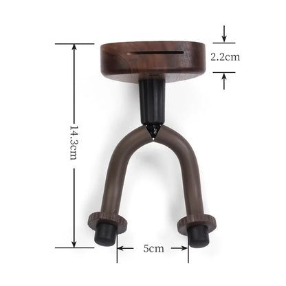 Wall Mount Guitar Hanger — Walnut Hook for Ukulele, Electric Guitar & Bass, Adjustable Display Stand