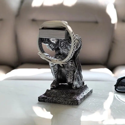 Apple Watch Charging Dock Stand – Cartoon Desktop Smartwatch Holder with Black Warrior Figurine Support