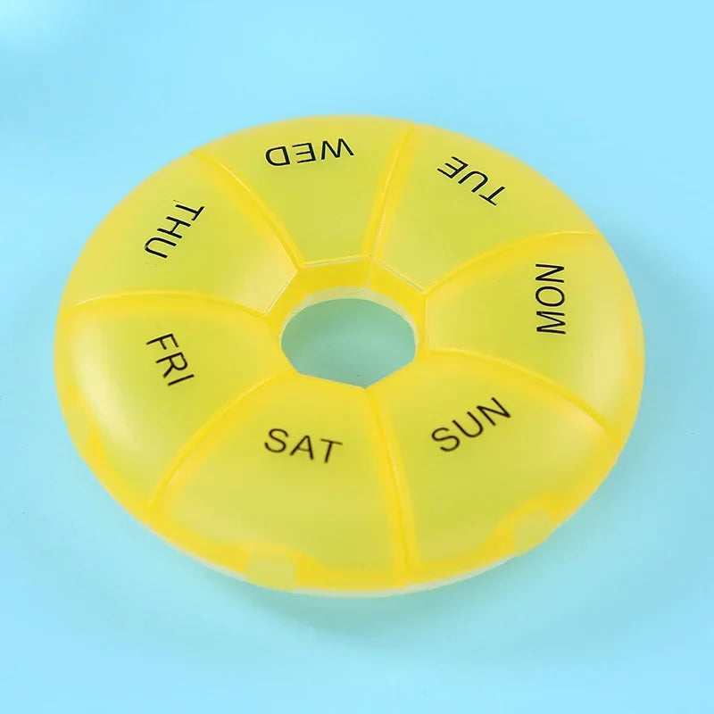 Portable Round Pill Case – 7-Day Weekly Tablet Organizer & Travel Storage Container