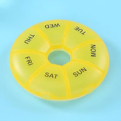 Portable Round Pill Case – 7-Day Weekly Tablet Organizer & Travel Storage Container