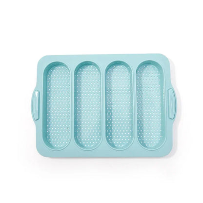 Food-Grade Silicone 4-Grid Bread Mold – Two-Color Rectangular Baking Pan for French Cakes, High-Temperature Resistant