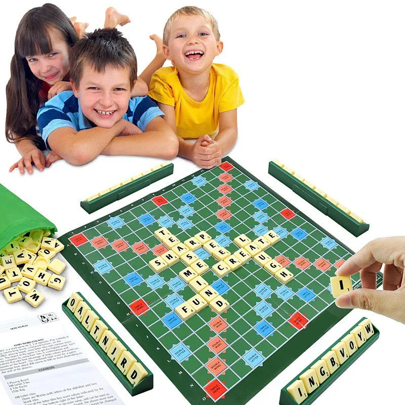 English Spelling Solitaire Box – Alphabet Chess & Scrabble Puzzle, Educational Toy for 2-4 People, Travel Board Game