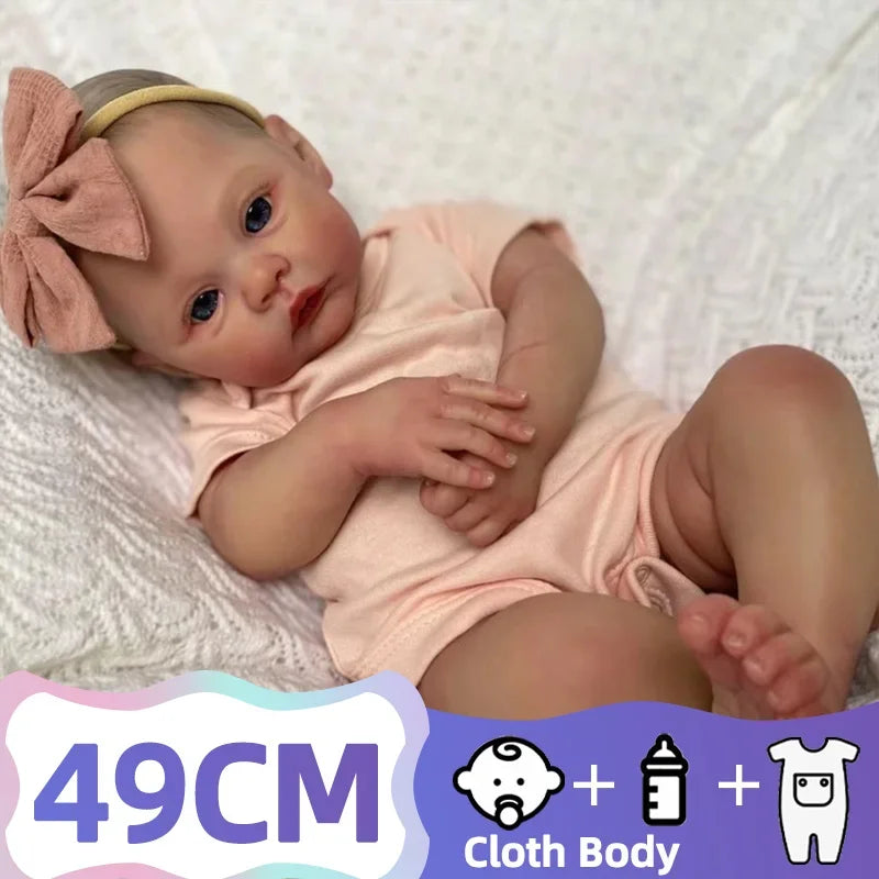 18-inch Reborn Baby Doll Meadow Girl – Handmade Full Vinyl 3D Skin Collectible Toy for Birthday & Christmas