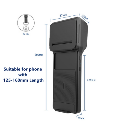 58mm Thermal Printer & 2D Bluetooth Scanner - 2-in-1 Mobile Back Clip with 7.4V 3000mAh Battery