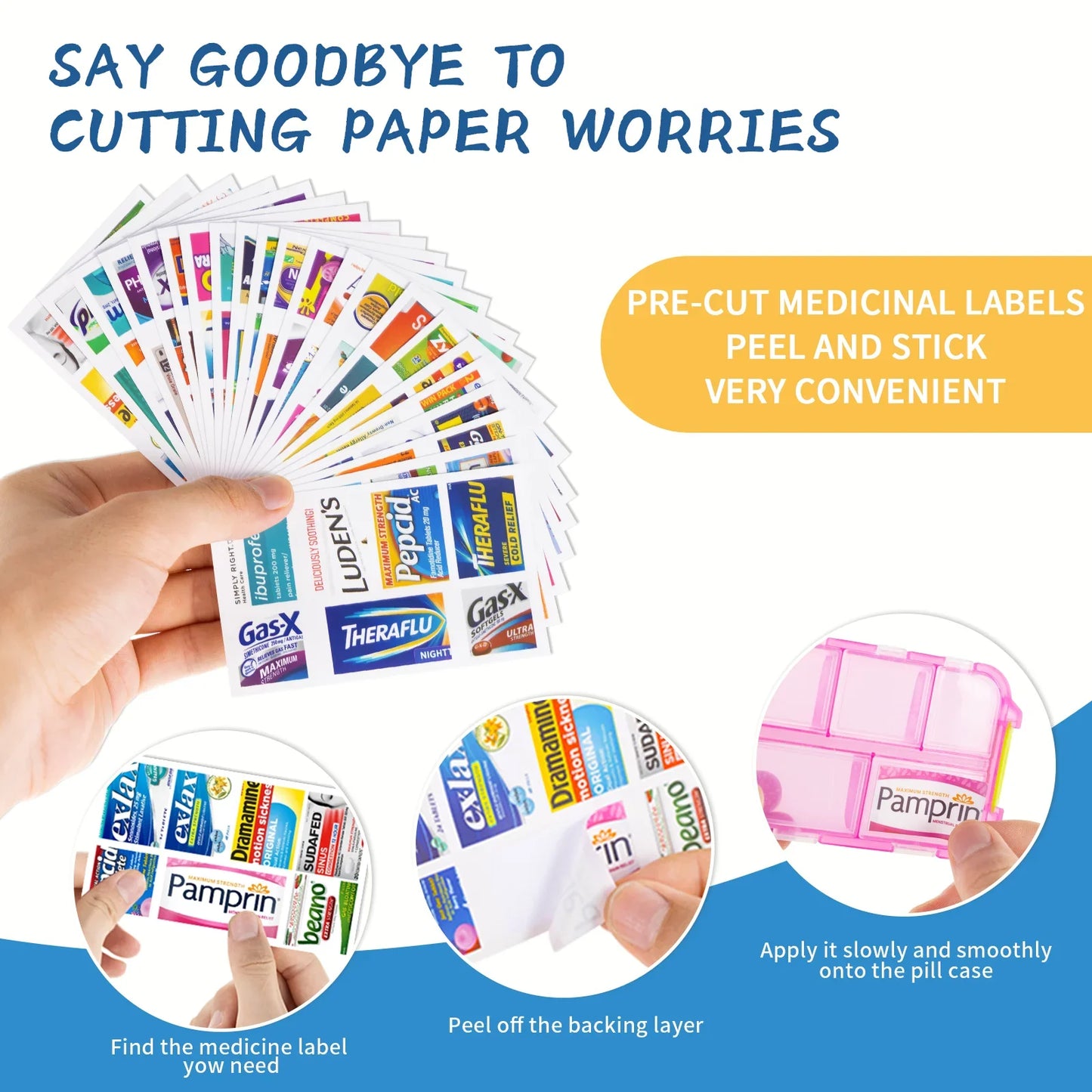 10-Grid Pill Organizer Box with 175 Labels – Mini Medicine Storage for Travel & Daily Use