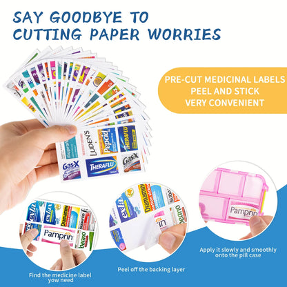 10-Grid Pill Organizer Box with 175 Labels – Mini Medicine Storage for Travel & Daily Use