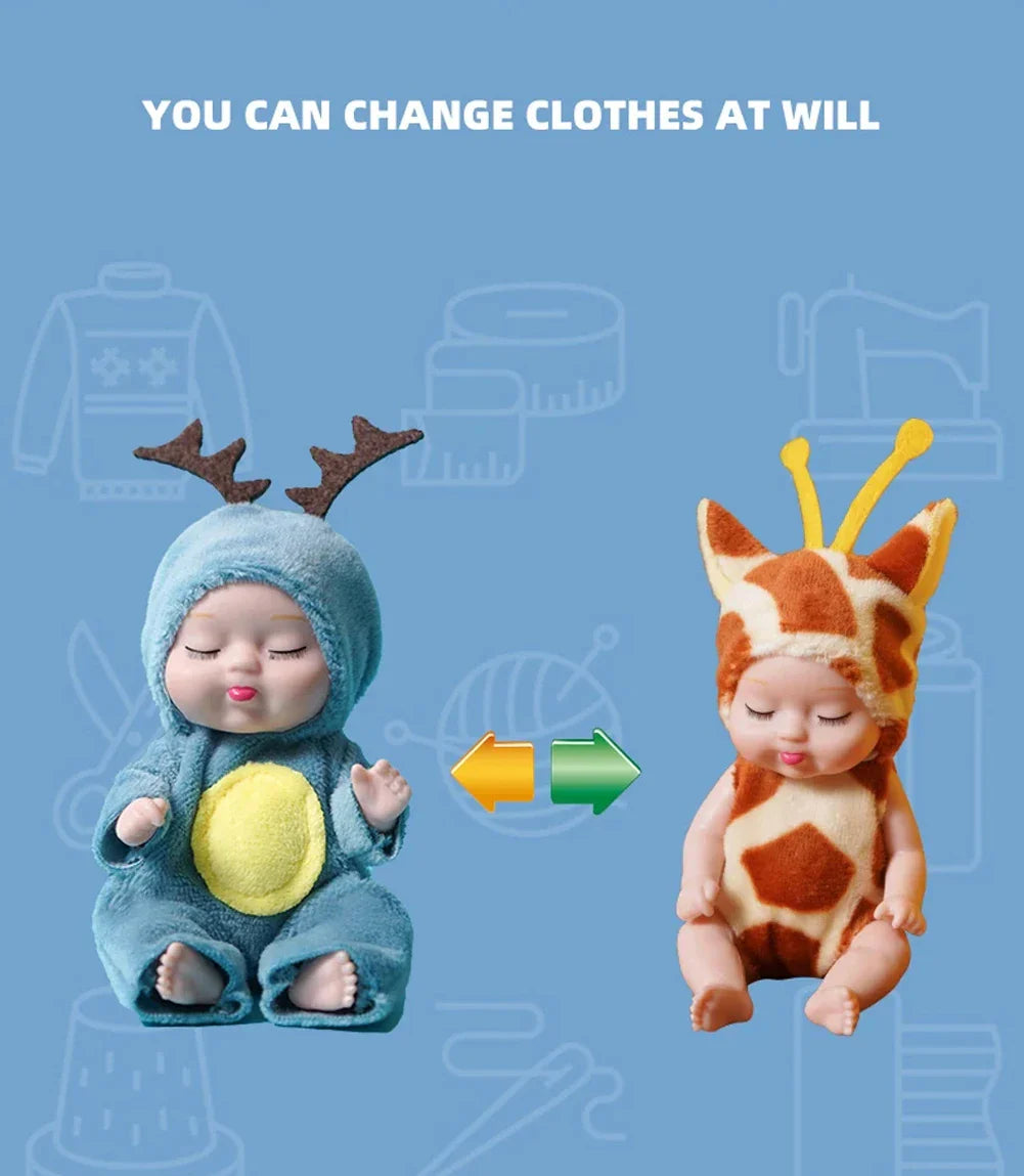 6-Piece Reborn Doll Kit – Mini Princess Sleeping Baby Dolls with Clothes & Accessories, Birthday Gift for Kids