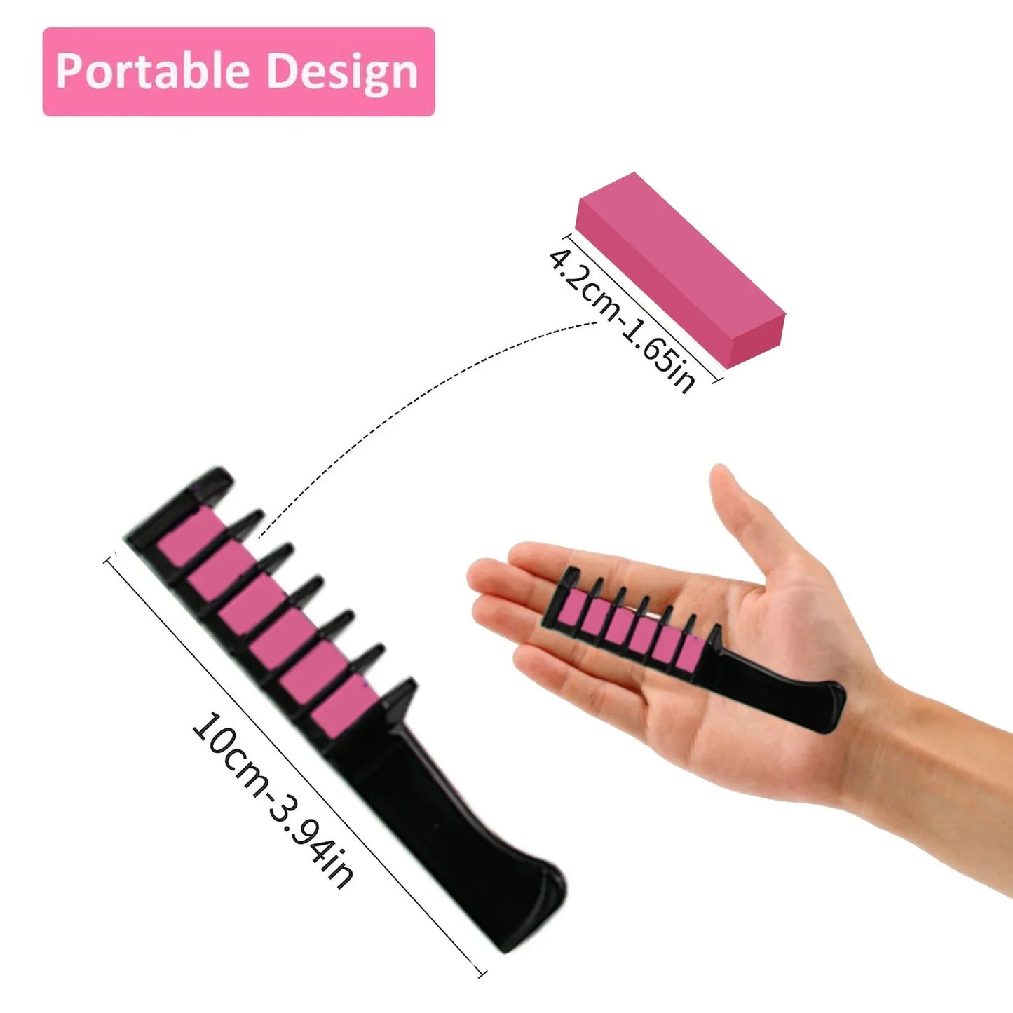 10-Color Hair Dye Comb Set – Multi-Color Disposable Hair Coloring Makeup Toy Kit for Girls