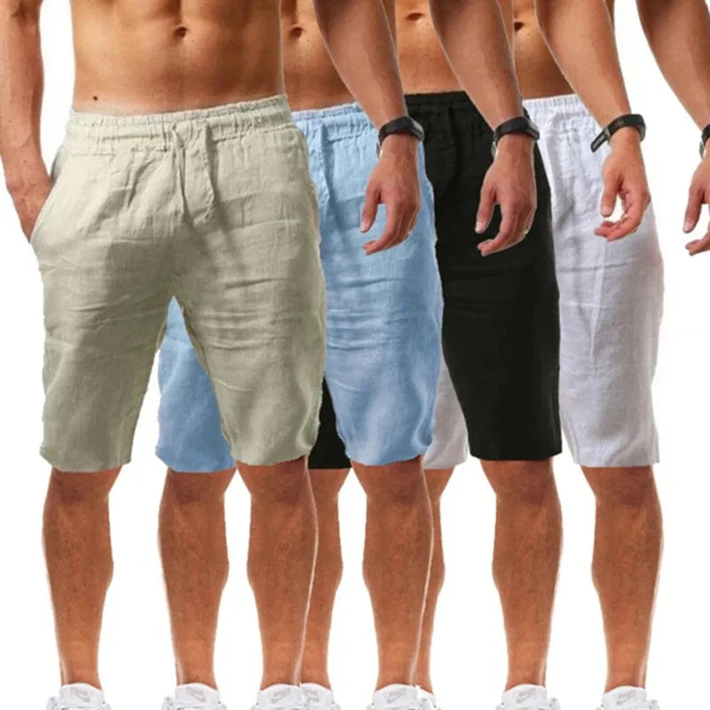 Men's Cotton Linen Shorts – Breathable Solid Color Summer Trousers, Fitness Streetwear S-3XL