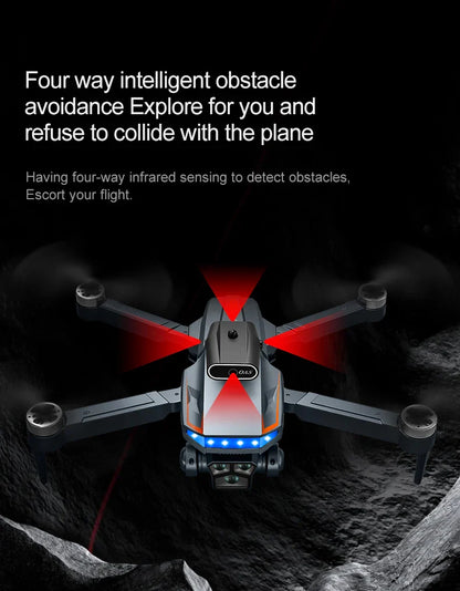 P18 RC Drone with Dual 8K Cameras – Obstacle Avoidance Professional Quadcopter with Electronic Control, Kids Gift Toy