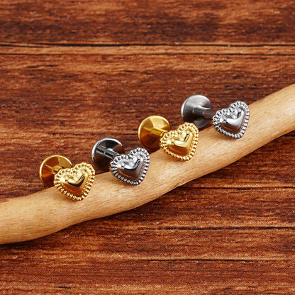 Right Grand ASTM F136 Titanium 16G Heart Labret Stud Earring – Lip, Monroe, Helix, Tragus & Conch Cartilage Piercing Body Jewelry
