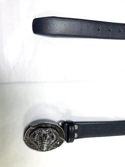 Vintage Adjustable Belt – Metal Buckle Fashion Waistband for Men, Punk Western Cowboy Style with Embossed Design