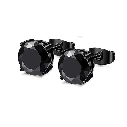 1–8 Pairs Stainless Steel Cubic Zirconia Stud Earrings Set – 6MM Unisex Minimalist Ear Piercing Jewelry for Men & Women
