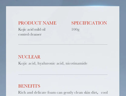 SADOER Kojic Acid Facial Cleanser – Moisturizing & Brightening Face Wash Foam for Skincare