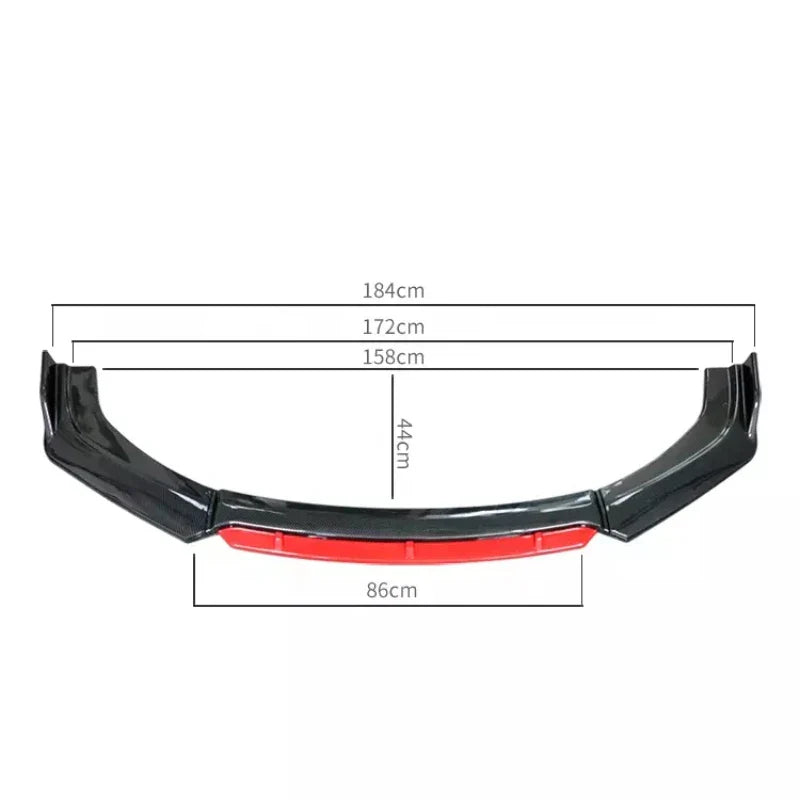 Universal Car Front Bumper Lip Spoiler Kit - 4PCS White Carbon Fiber Splitter & ABS Plastic Diffuser
