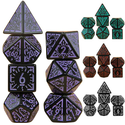 DND Carving Pattern Dice Set - 7Pcs RPG Polyhedral Dice for Board Games, Gifts & Entertainment Accessories