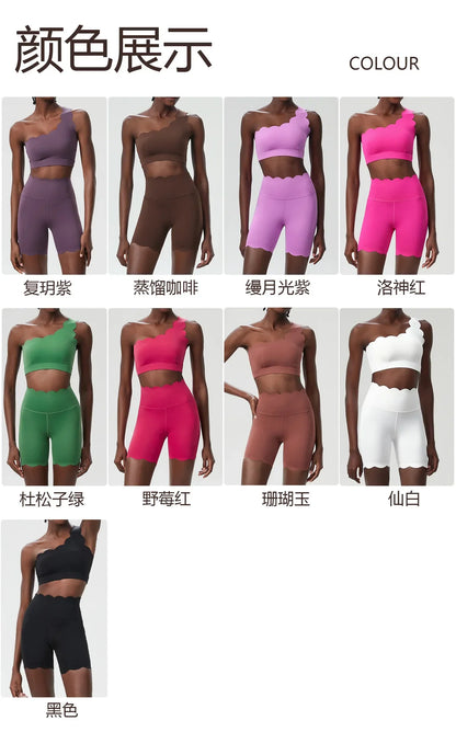 2PCS Women’s Seamless Yoga & Fitness Set – Sports Bra with Leggings & Gym Shorts Workout Outfit