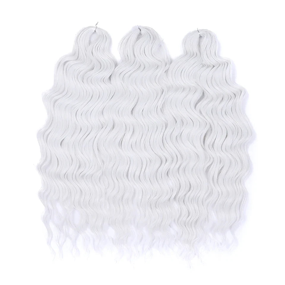 FASHION IDOL 24" Deep Wave Crochet Hair - 3-Piece Synthetic Water Wave Braiding Extensions, Ombre Rainbow Twist Hair