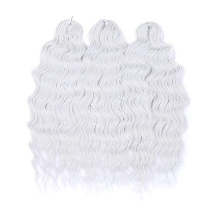 FASHION IDOL 24" Deep Wave Crochet Hair - 3-Piece Synthetic Water Wave Braiding Extensions, Ombre Rainbow Twist Hair