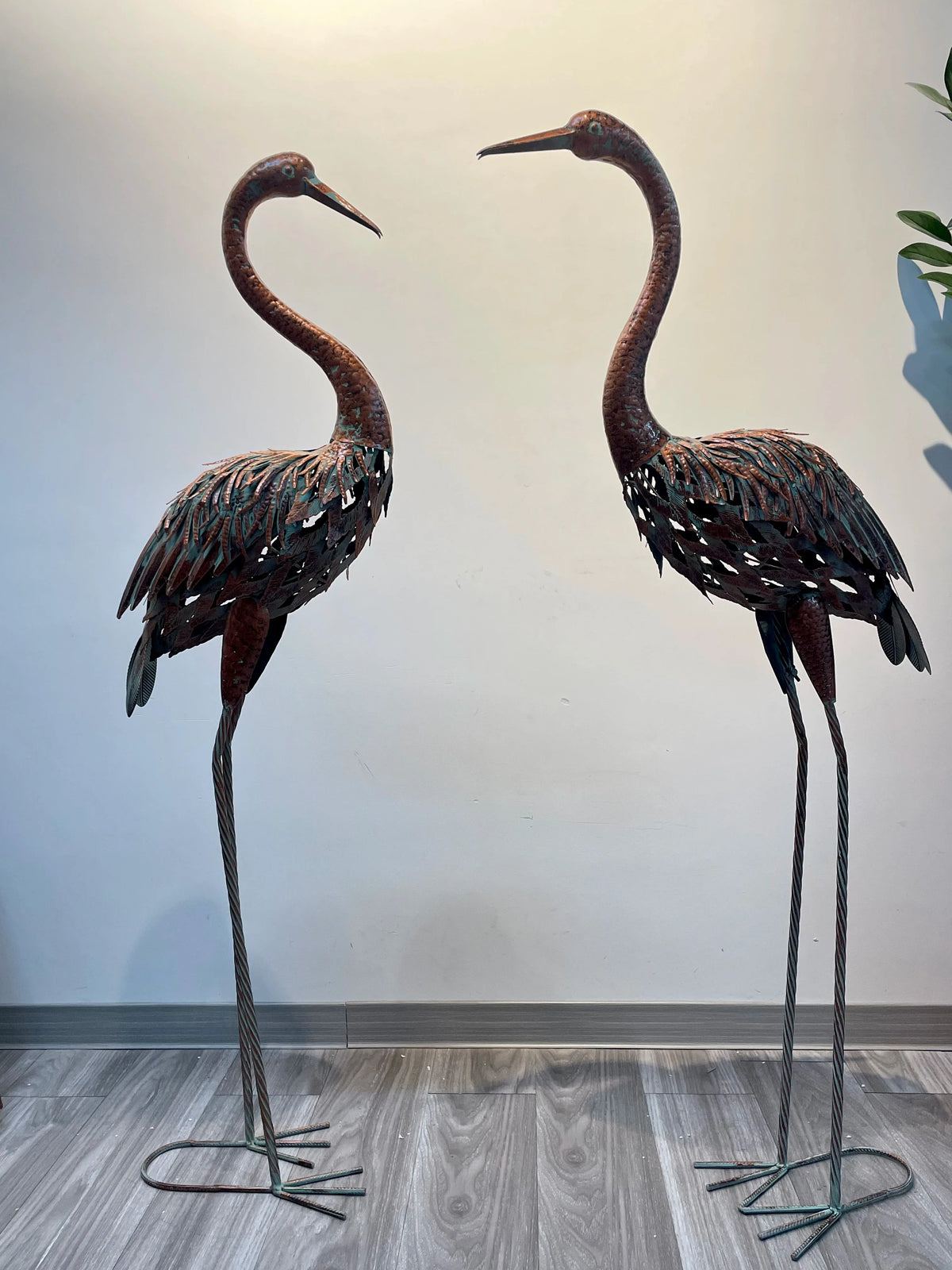 Metal Heron Garden Statue - Tall Crane Bird Sculpture for Patio, Lawn & Outdoor Decor