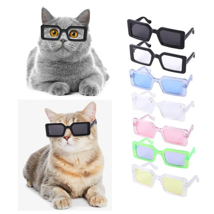 Lovely Vintage Triangle Cat Sunglasses - Reflective Eyewear for Small Dogs and Cats, Perfect for Pet Photos & Props