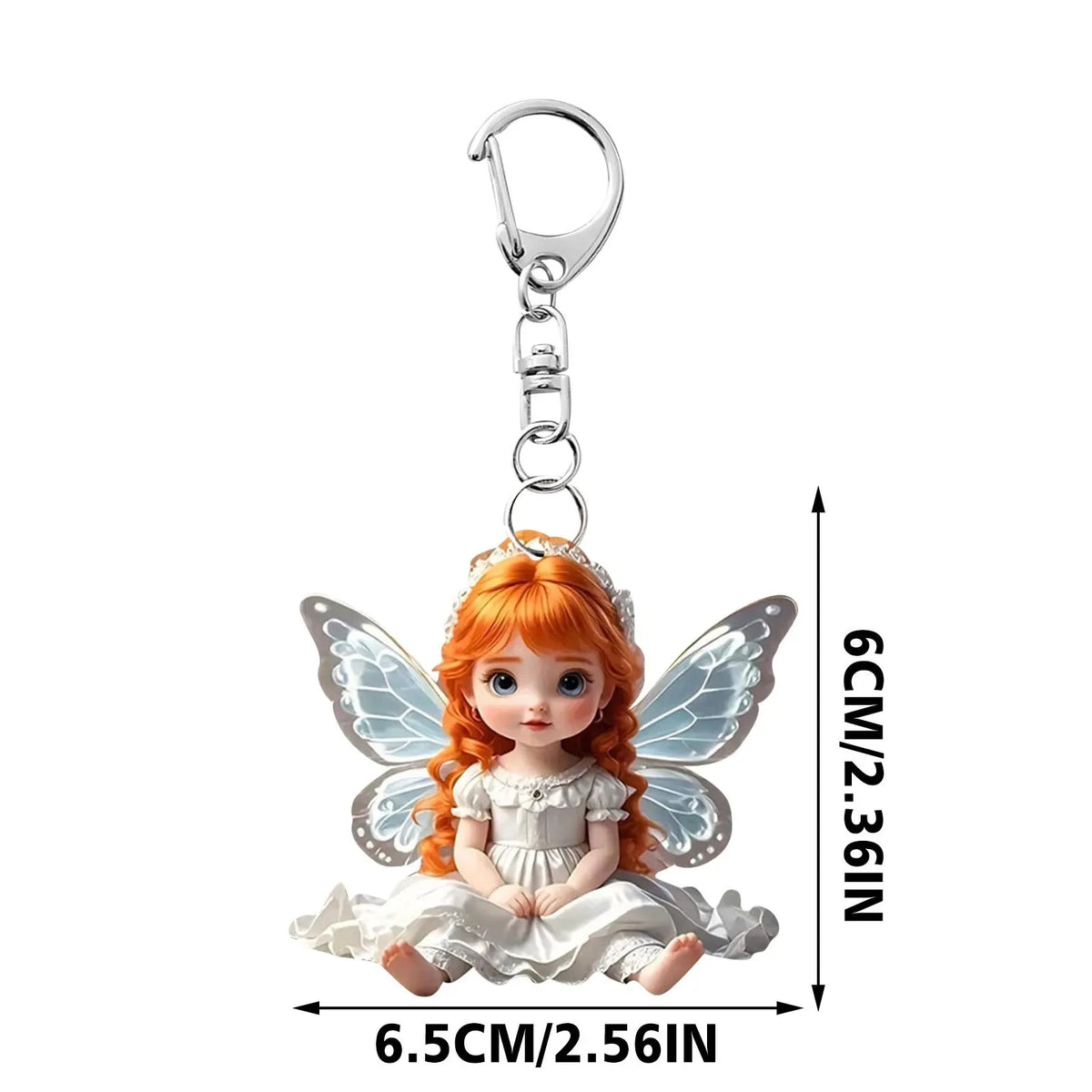 2D Acrylic Angel Baby Girl Keychain – Flat Keyring Pendant for Bags, Car, Backpack Accessories & Jewelry