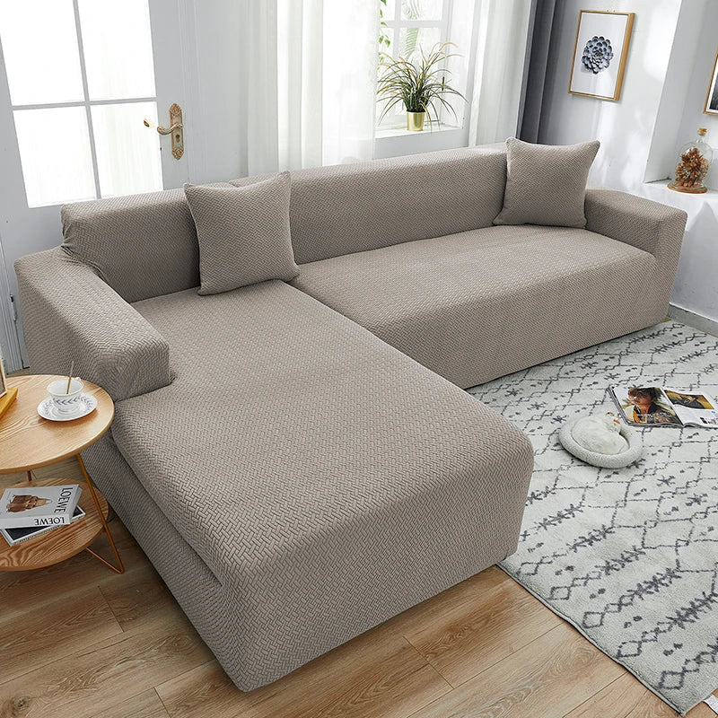 Jacquard Thick Stretch Sofa Cover – Elastic Slipcover for Armchair, L-Shaped & 1–5 Seater Couch Living Room Protector