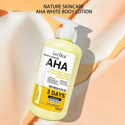 500ml Whitening Body Cream – AHA, Vitamin C&E Moisturizing Lotion for Acne Mark Removal & Skin Lightening