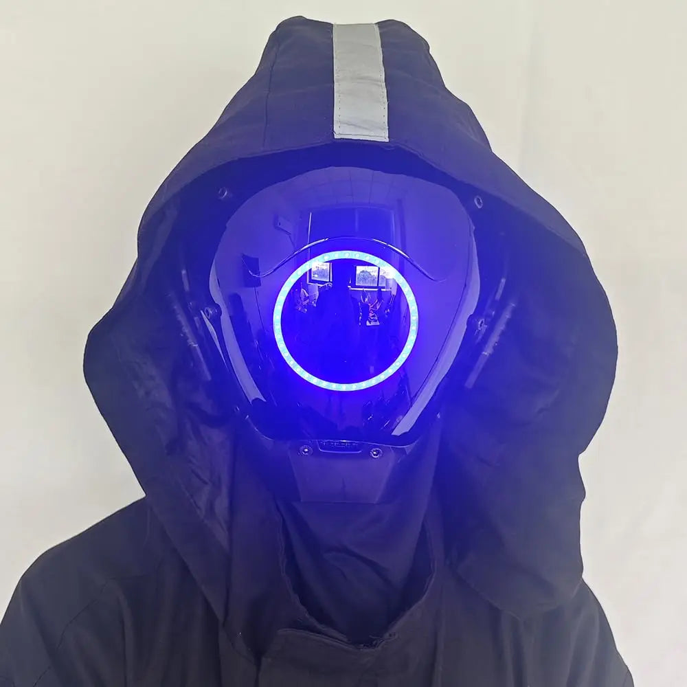 JAUPTO Punk Mask Cosplay for Men & Women – LED Round Light Mask for Halloween, Party & Music Festival Accessories