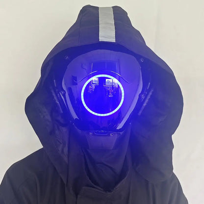 JAUPTO Punk Mask Cosplay for Men & Women – LED Round Light Mask for Halloween, Party & Music Festival Accessories