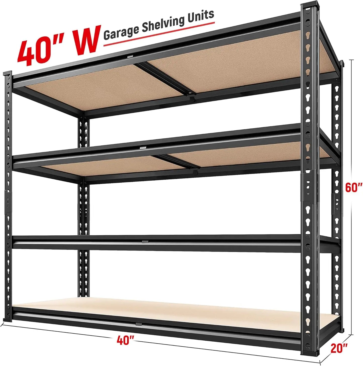 4-Tier Heavy Duty Garage Shelving – 2000LBS Adjustable Metal Storage Rack for Closet, Pantry, Utility