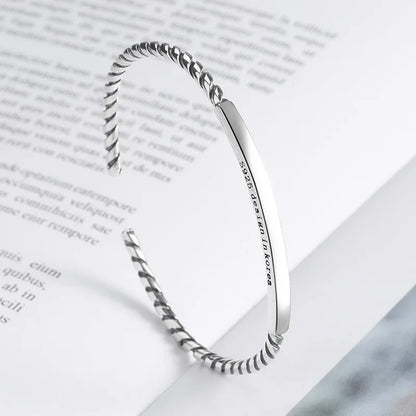Retro Tibetan Six-Character Mantra Bracelet — Silver Plated Lotus Cuff for Men