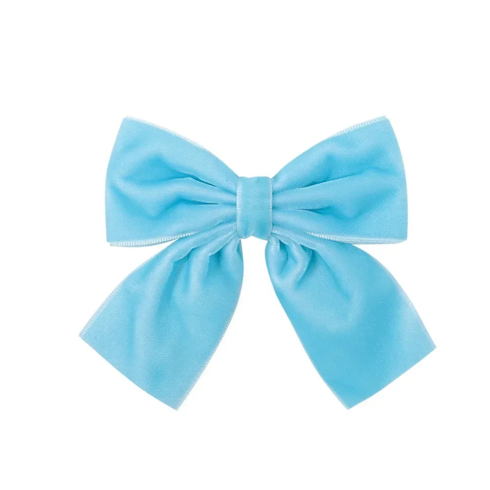4.3-inch Velvet Bow Hair Clips for Girls – Handmade Barrettes in Black, White, Red, Pink, Blue, Yellow, Kids Hair Accessories