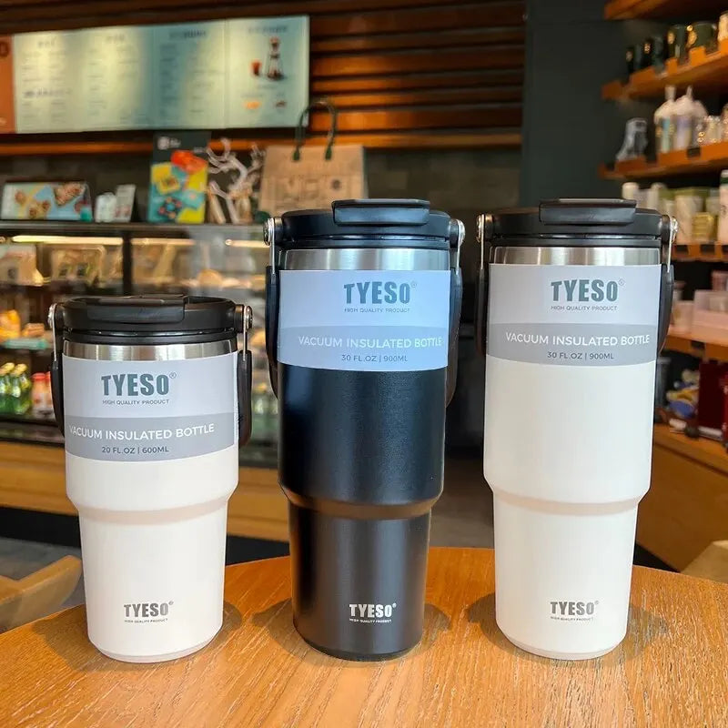 Tyeso Double-Layer Insulated Coffee Cup – Portable Stainless Steel Ice Cream Cup with Cold Insulation & Large Capacity