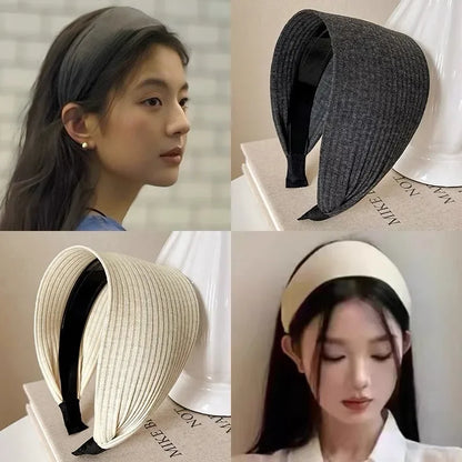 New Soft Wide Knitting Cotton Hairbands for Women & Girls – Korean Solid Turban with Teeth, Head Band Headwear Accessories