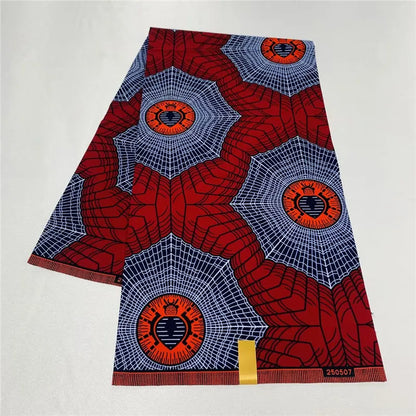 6 Yards African Real Wax Ankara Fabric - 100% Cotton Party Dress Print