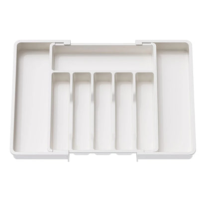 Adjustable Flatware Organizer Tray with Dividers – Plastic Utensil Holder for Spoons, Forks & Knives