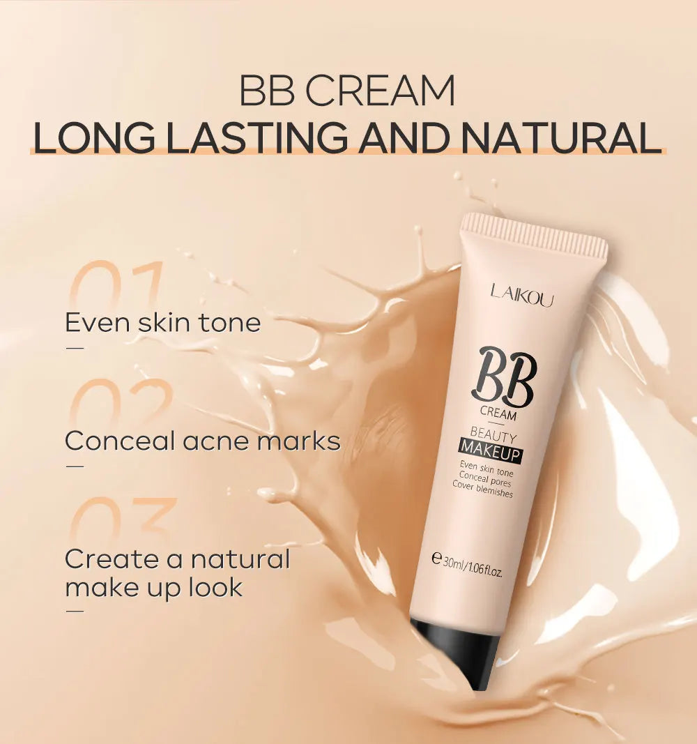 6-Color BB Cream Concealer – 30ml Natural Face Primer & Coverage Foundation