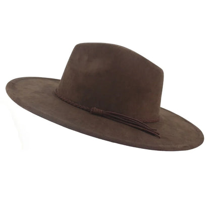 Suede Top Hat Fedora - 9.5cm Wide Brim Felt Jazz Hat for Men and Women, Autumn/Winter Classic Church Sombrer