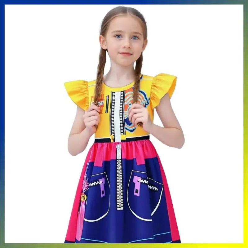 Halloween Zoey, Mira, Rumi Cosplay Costume – Colorful Demon Hunters Flying Sleeve Dress for Girls, Movie K-Pop Idol Role-Play