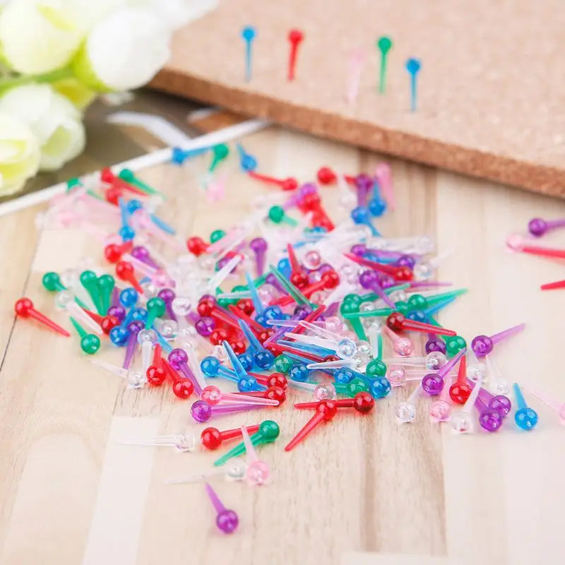 200pcs Plastic Safety Push Pins – Thumbtacks for Dressmaking, Scarf, Tailor & Office Use