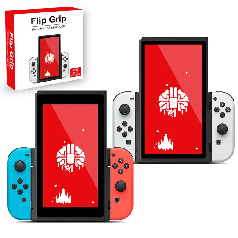Portrait Flip Grip for Nintendo Switch & OLED – Vertical Mode Handheld Accessory with Joy-Con Grip Stand