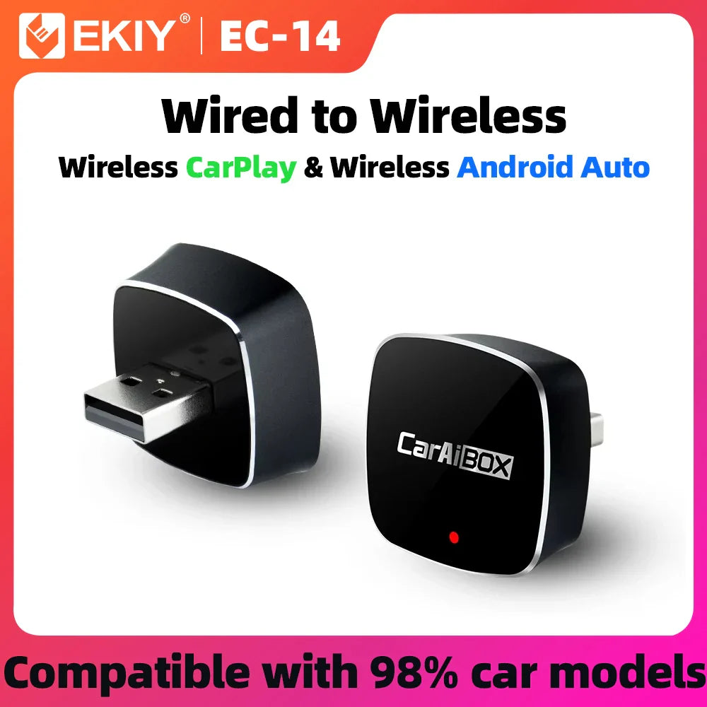 EKIY 2-in-1 Wireless CarPlay & Android Auto Dongle – AI Smart Box for Cars with Wired CarPlay