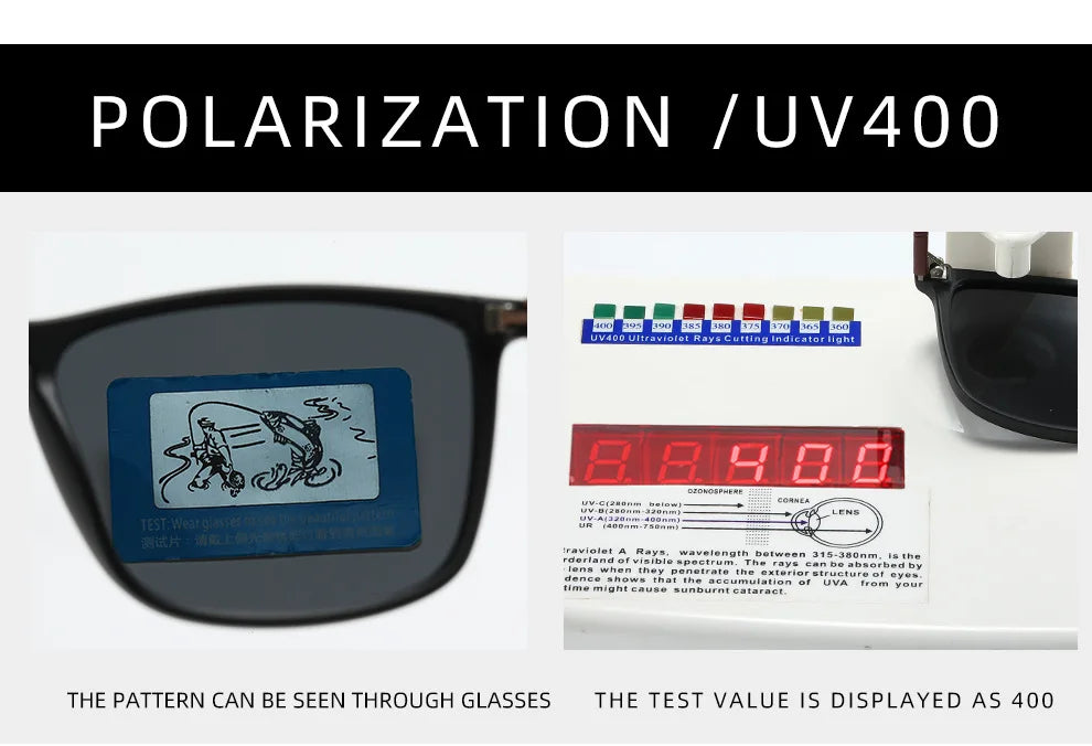 Fashion Square Polarized Sunglasses for Men – Luxury Designer UV400 Driving & Fishing Eyewear