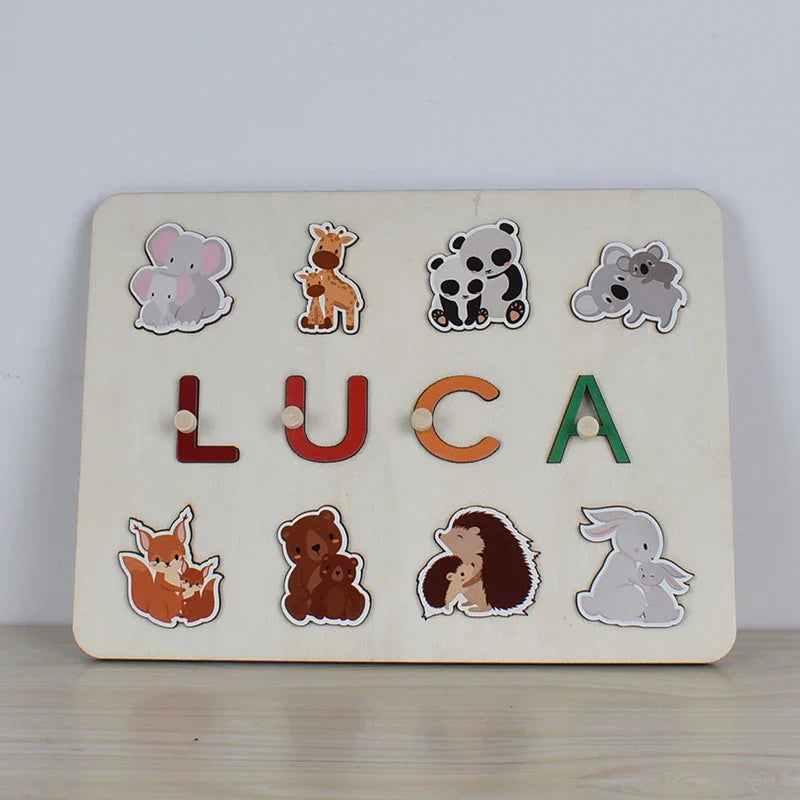 Montessori Personalized Wooden Name Puzzle — Custom Letter Board Educational Toy for Babies