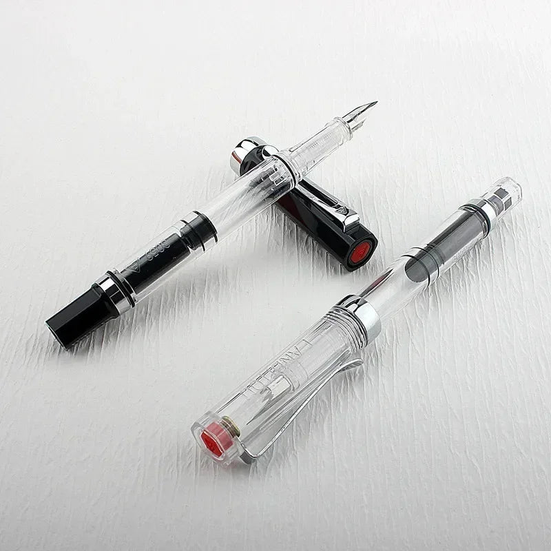 3059 Piston Fountain Pen – High-Quality Transparent Resin with EF/F Nib (0.38/0.5mm) for Business & Gift