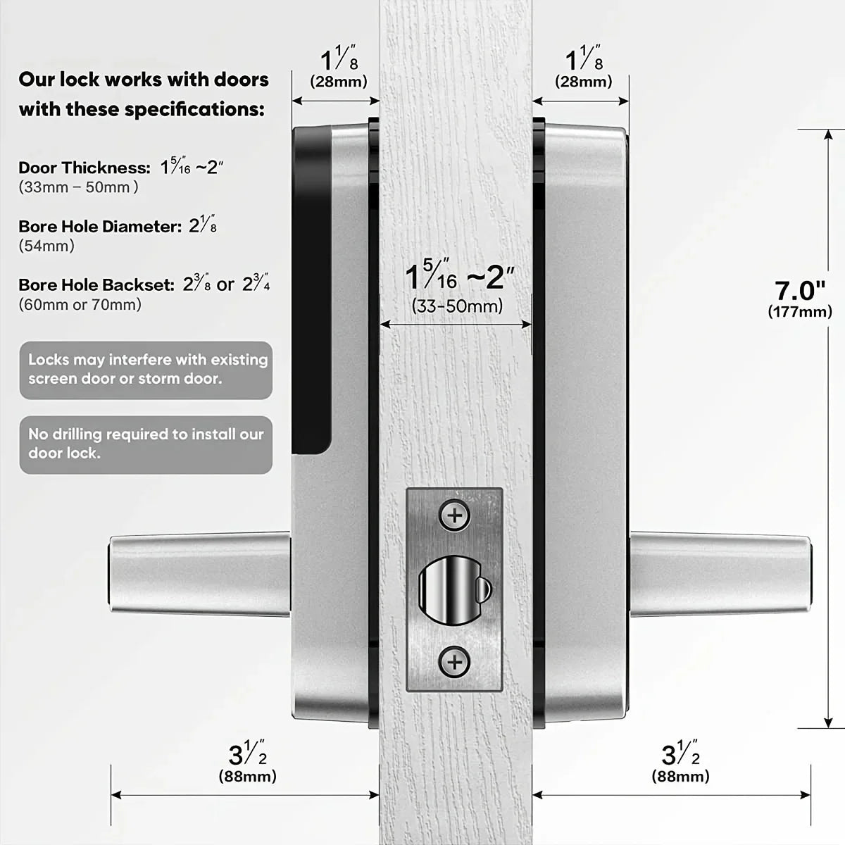 Smart Fingerprint Door Lock – Keyless WIFI Digital Touchscreen, App Remote Control, NFC, IP67 Waterproof, Includes 2 IC Cards