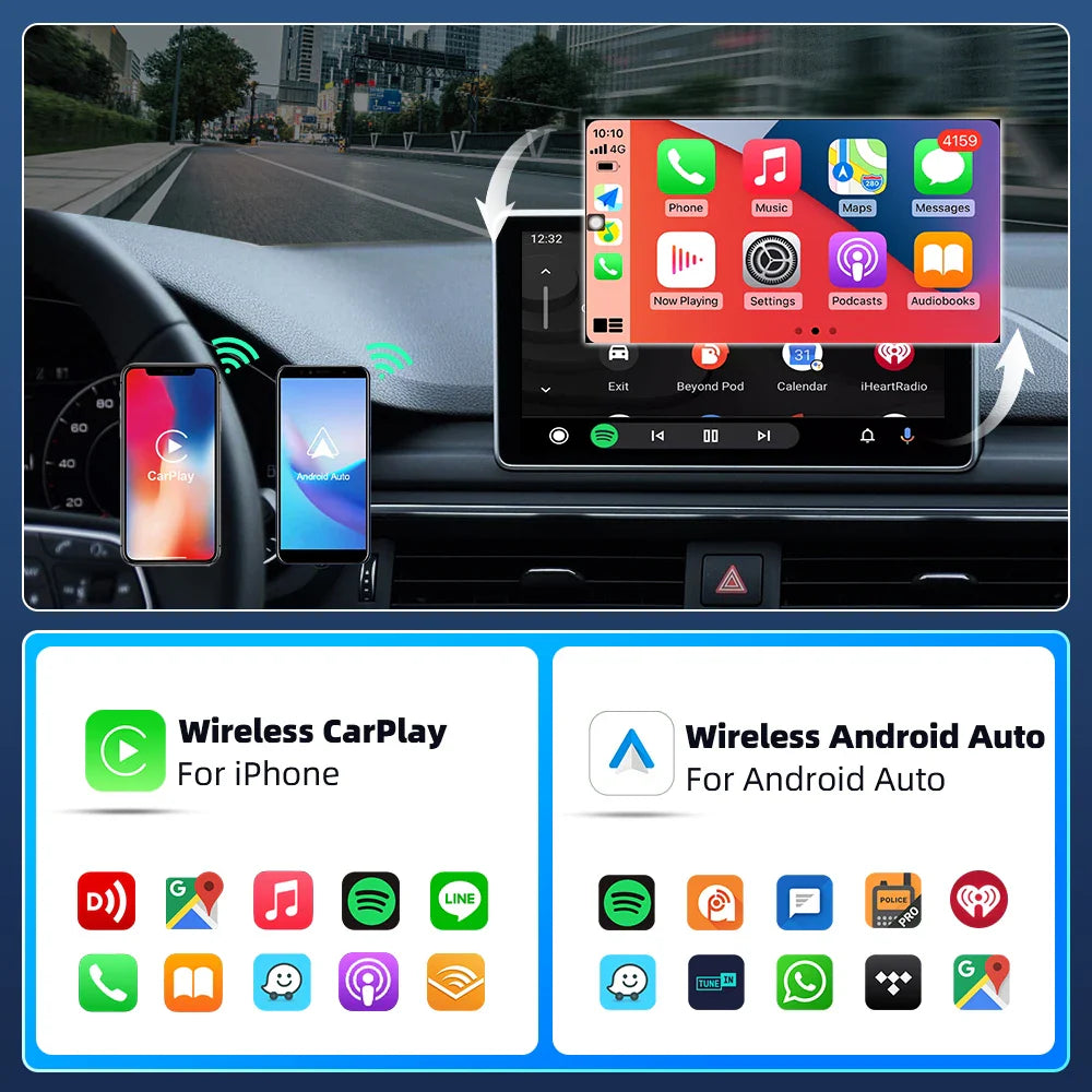 EKIY 2-in-1 Mini Wireless CarPlay & Android Auto Adapter for Cars with Wired Systems