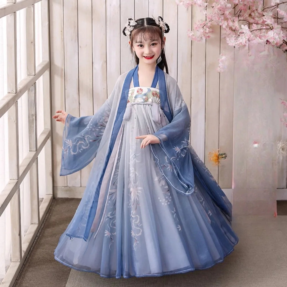 Girls Hanfu Fairy Dress - Ethnic Style Cosplay Costume for Dance, Stage & Parties