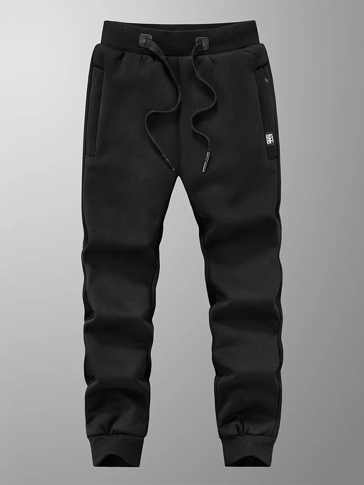 Winter Men’s Fleece Sweatpants — Thick Warm Joggers with Zip Pockets, Cotton Casual Track Pants, Plus Size 6XL-8XL